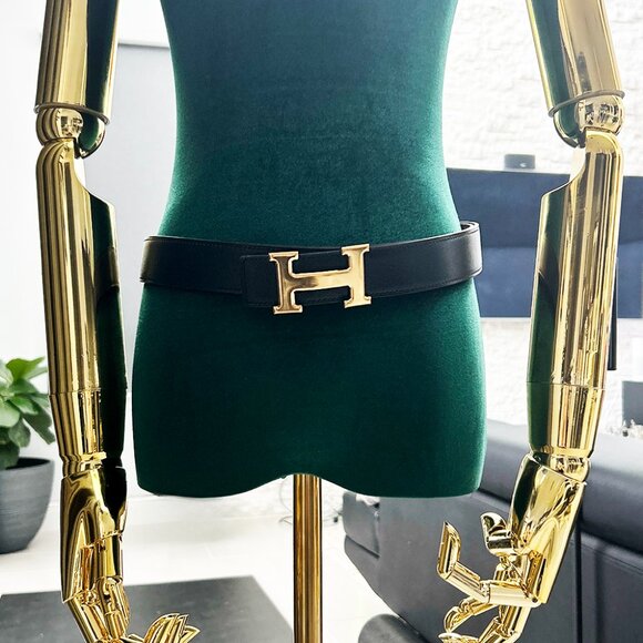 HERMES Leather Belt Black and Red Unisex - Picture 10 of 10